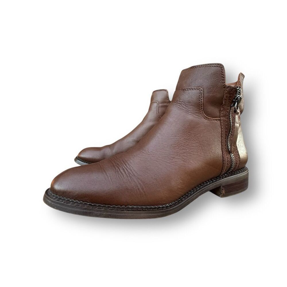 Franco Sarto Women's Brown Leather Ankle Booties Size 8 Casual - Picture 2 of 16